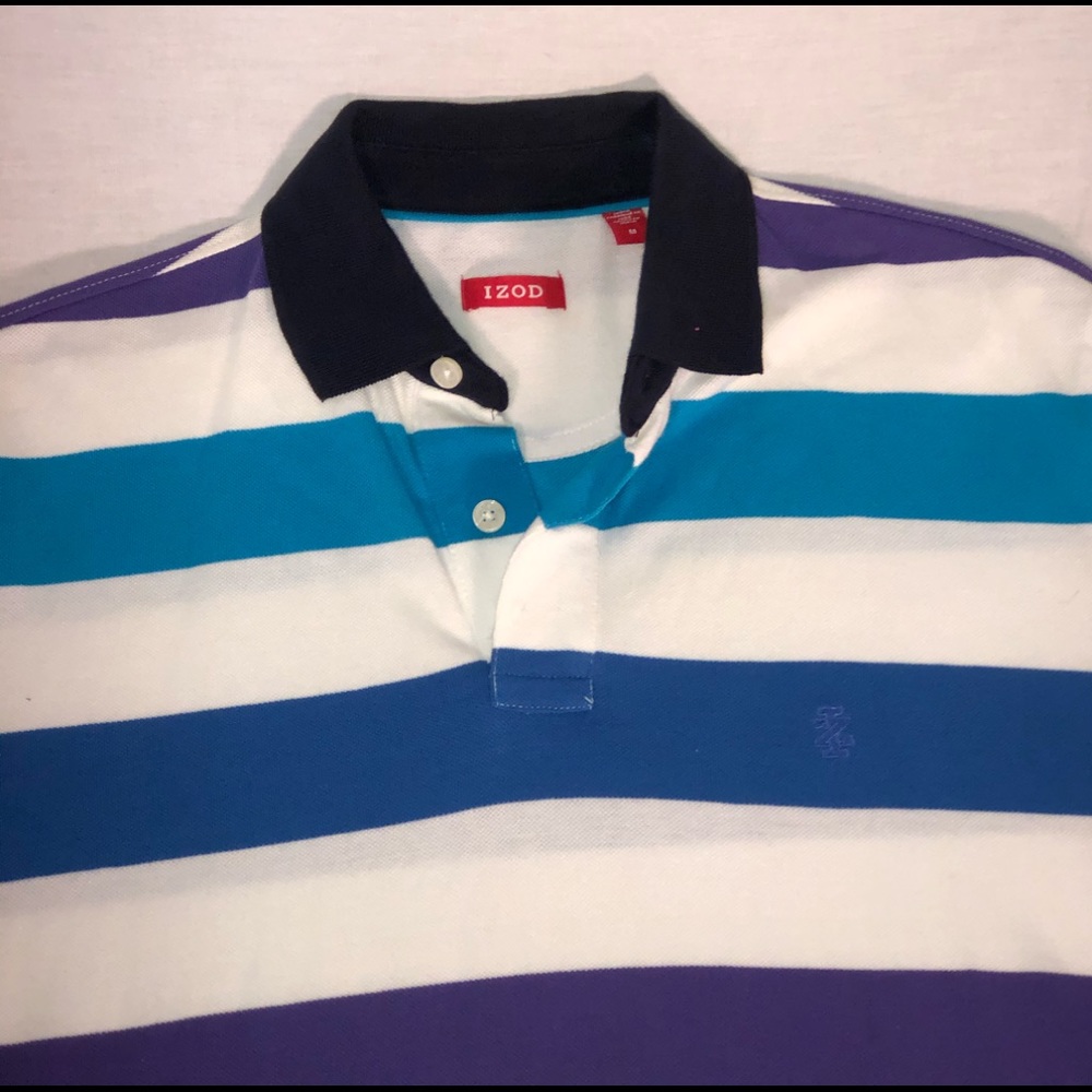 Men’s Izod Striped SS Polo Shirt Size Medium - Picture 2 of 5